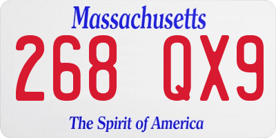 MA license plate 268QX9