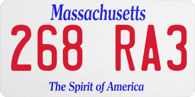 MA license plate 268RA3