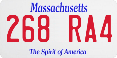MA license plate 268RA4
