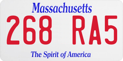 MA license plate 268RA5