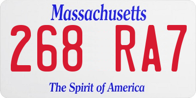 MA license plate 268RA7