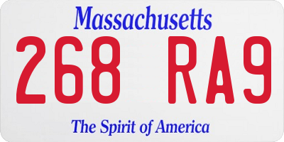 MA license plate 268RA9