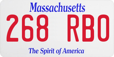MA license plate 268RB0