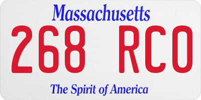 MA license plate 268RC0