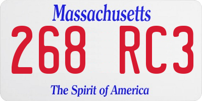 MA license plate 268RC3