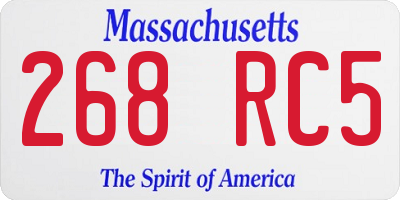 MA license plate 268RC5