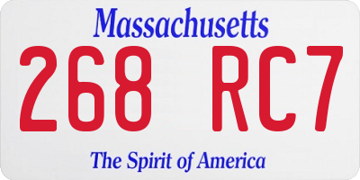 MA license plate 268RC7