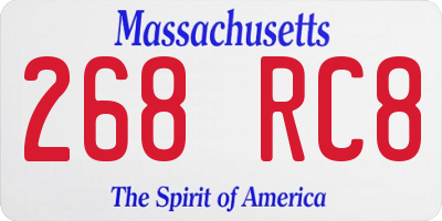 MA license plate 268RC8