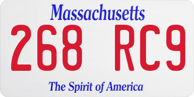 MA license plate 268RC9