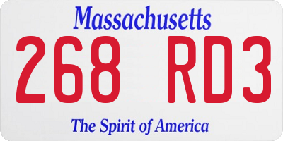 MA license plate 268RD3