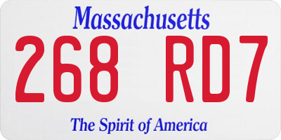 MA license plate 268RD7