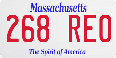 MA license plate 268RE0