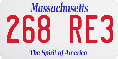 MA license plate 268RE3