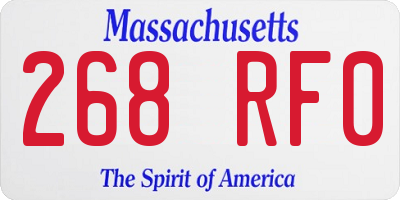 MA license plate 268RF0