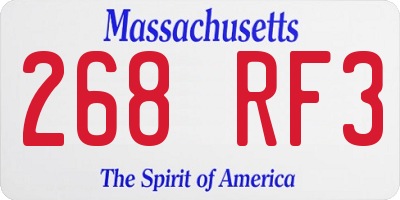 MA license plate 268RF3