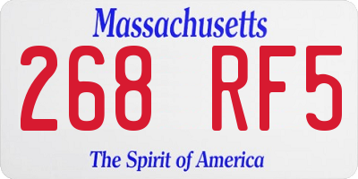 MA license plate 268RF5