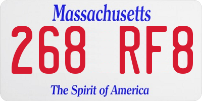 MA license plate 268RF8