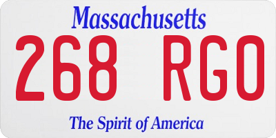 MA license plate 268RG0