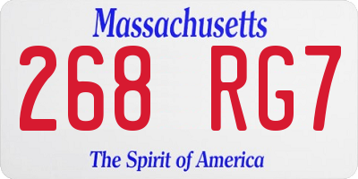 MA license plate 268RG7