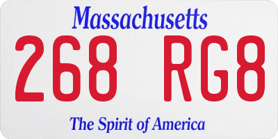 MA license plate 268RG8
