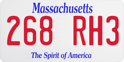 MA license plate 268RH3
