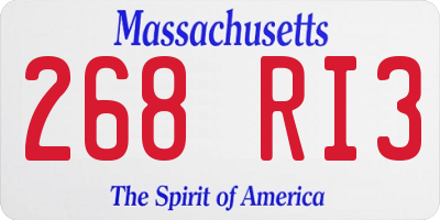MA license plate 268RI3