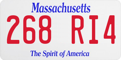 MA license plate 268RI4