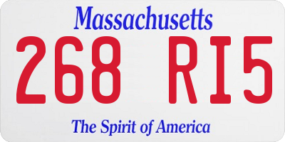 MA license plate 268RI5