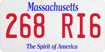 MA license plate 268RI6
