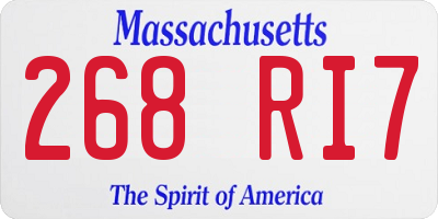 MA license plate 268RI7