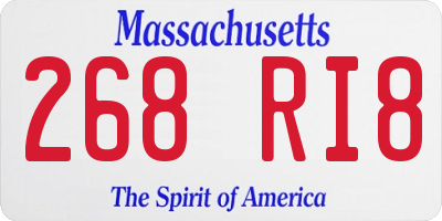MA license plate 268RI8