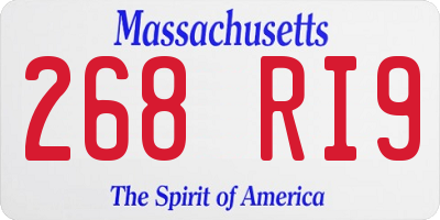 MA license plate 268RI9