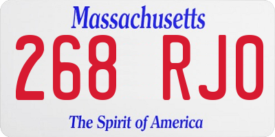 MA license plate 268RJ0