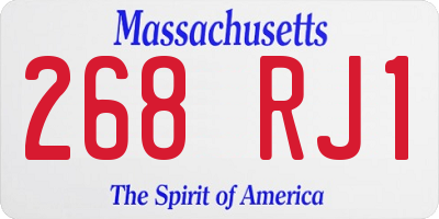 MA license plate 268RJ1