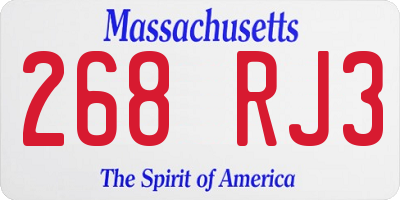 MA license plate 268RJ3