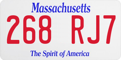 MA license plate 268RJ7
