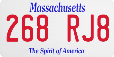 MA license plate 268RJ8