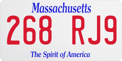 MA license plate 268RJ9