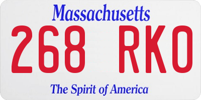 MA license plate 268RK0