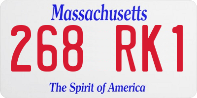 MA license plate 268RK1
