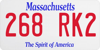 MA license plate 268RK2