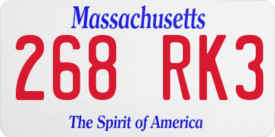 MA license plate 268RK3