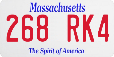 MA license plate 268RK4