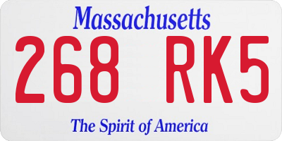MA license plate 268RK5