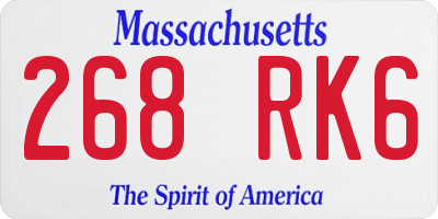 MA license plate 268RK6
