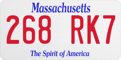 MA license plate 268RK7