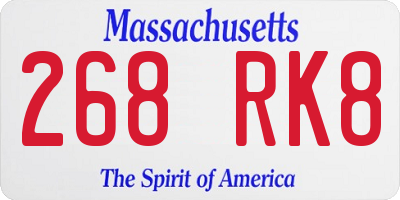 MA license plate 268RK8