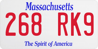 MA license plate 268RK9