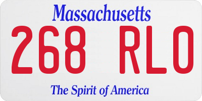 MA license plate 268RL0