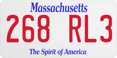 MA license plate 268RL3